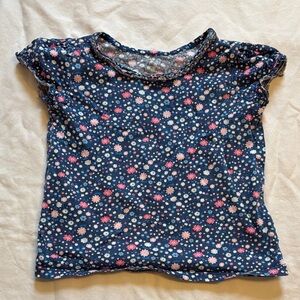 The Children's Place Navy Floral Ruffle Sleeve Tee with Pink & White Blooms